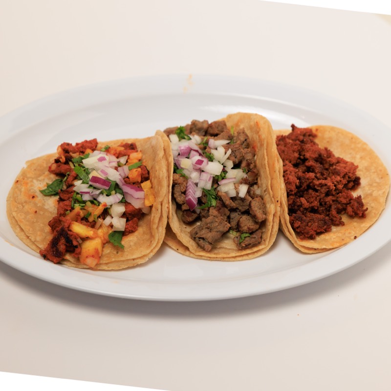 Tacos on handmade corn tortillas